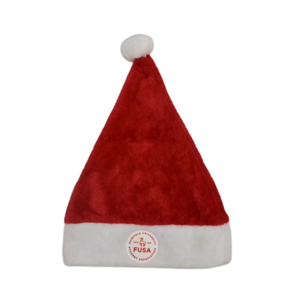 Plush Santa Hat Adult Size Fairfield University FUSA Red White Christmas Hat